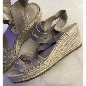 Eileen Fisher Largo Espadrille Bronze Platform Wedge Sandal Women’s Size 8